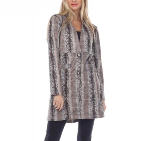 Kamana Jackets & Blazers - Suede snakeskin print pocket coat.